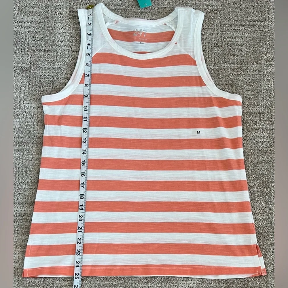 NWT Maurices‎ 24/7 Striped High Neck Tank Top White and Coral Stripes Size M - Picture 7 of 7